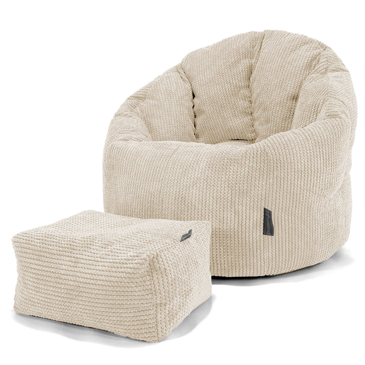 Pouf Chaise Design - Pompon Crème 02
