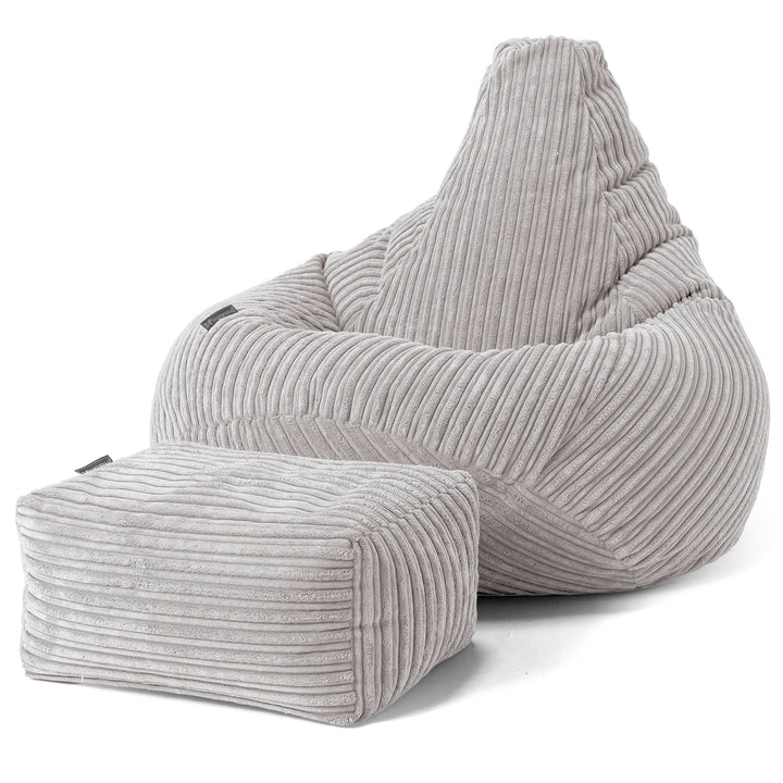 Pouf Gamer pour Enfant 6-14 ans - Côtelé Gris Argent 02