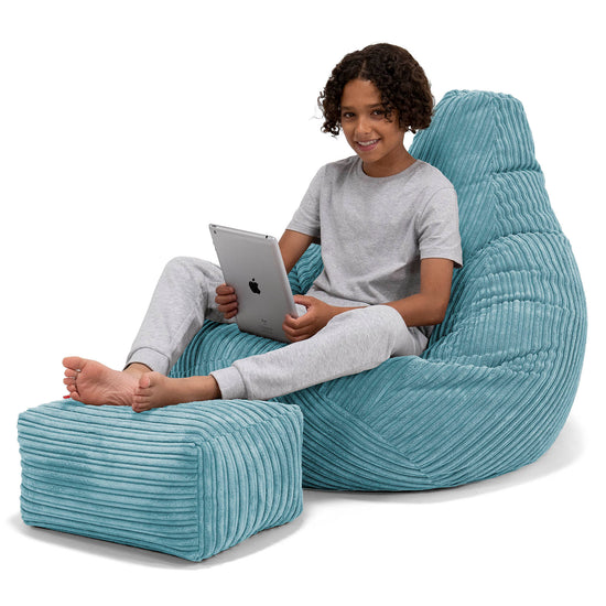 Pouf Gamer pour Enfant 6-14 ans - Côtelé Mer Égée 01