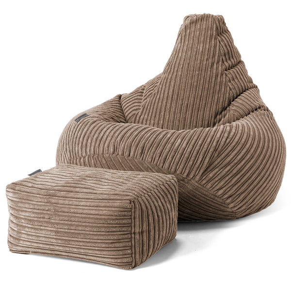 Pouf Gamer pour Enfant 6-14 ans - Côtelé Moka 01