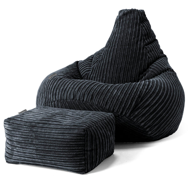 Pouf Gamer pour Enfant 6-14 ans - Côtelé Noir 01