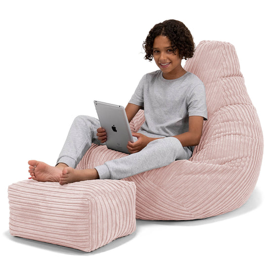 Pouf Gamer pour Enfant 6-14 ans - Côtelé Rose 01