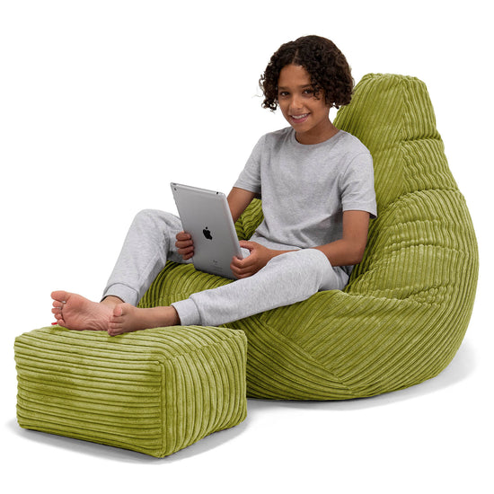 Pouf Gamer pour Enfant 6-14 ans - Côtelé Vert Acide 01