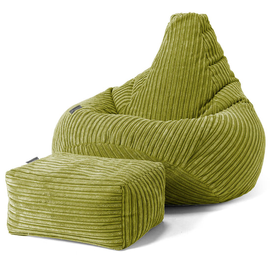 Pouf Gamer pour Enfant 6-14 ans - Côtelé Vert Acide 02