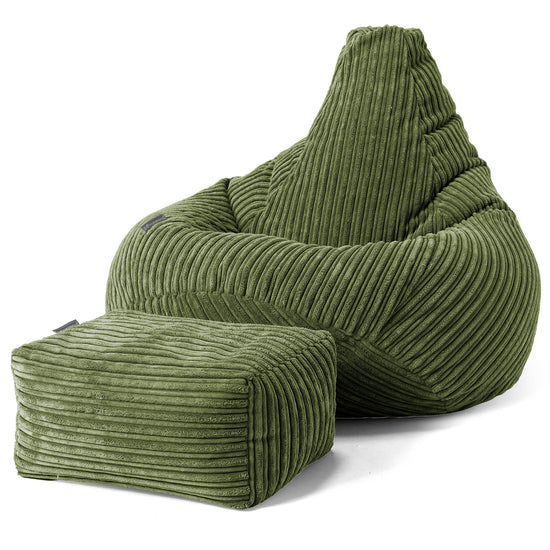 Pouf Gamer pour Enfant 6-14 ans - Côtelé Vert Forêt 02