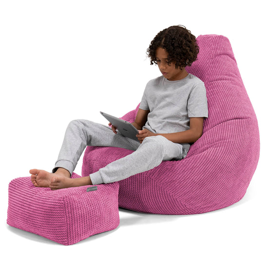Pouf Gamer pour Enfant 6-14 ans - Pompon Rose 01