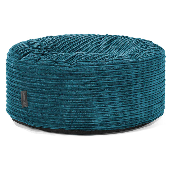 Pouf Design Rond - Côtelé Bleu Canard 01