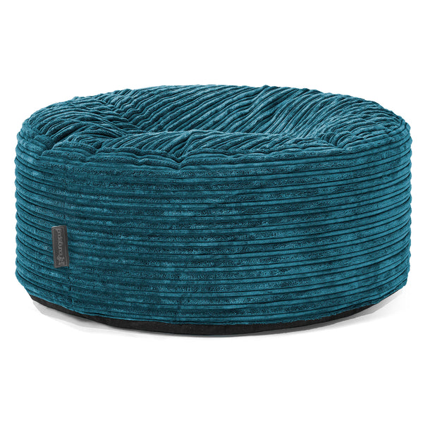 Pouf Design Rond - Côtelé Bleu Canard 01