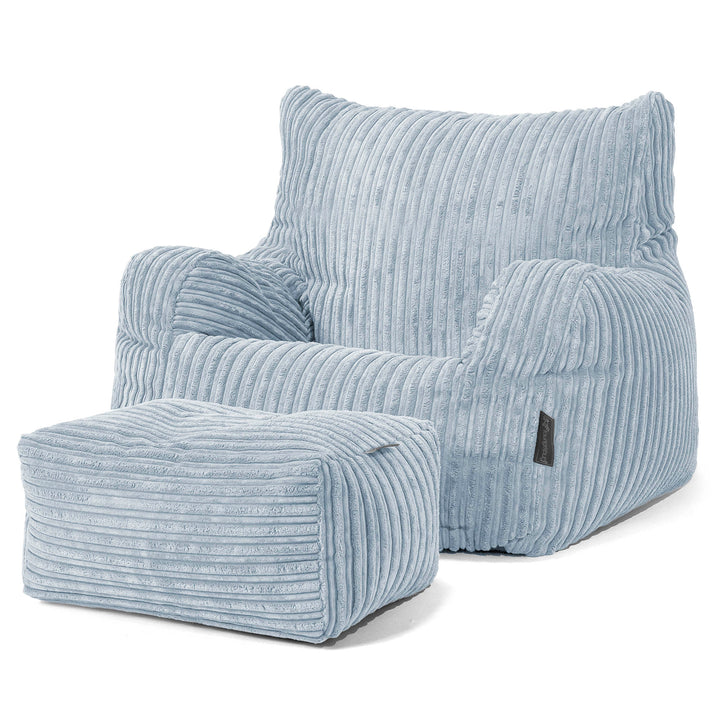 Pouf Fauteuil Design - Côtelé Bébé Bleu 02