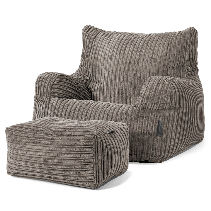 Pouf Fauteuil Design - Côtelé Anthracite 02