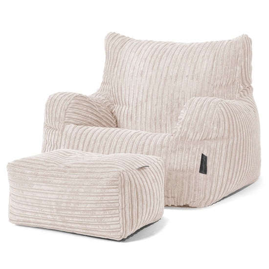 Pouf Fauteuil Design - Côtelé Ivoire 02
