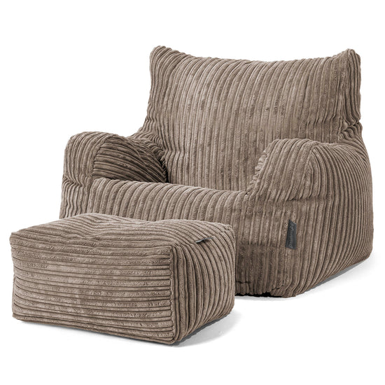 Joséphine Pouf Fauteuil Design - Côtelé Grège 02