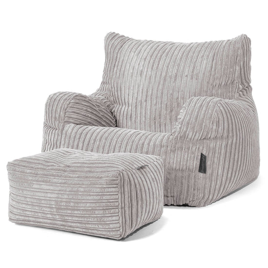 Joséphine Pouf Fauteuil Design - Côtelé Gris Argent 02