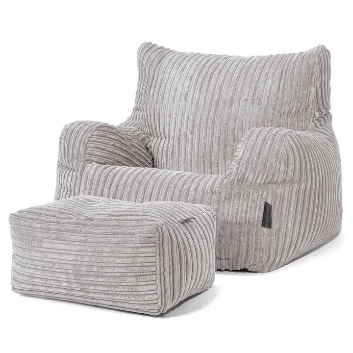 Joséphine Pouf Fauteuil Design - Côtelé Gris Argent 02