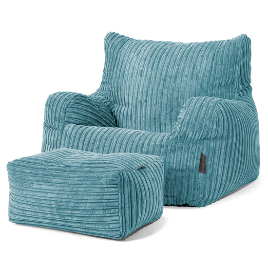 Pouf Fauteuil Design - Côtelé Mer Égéé 02