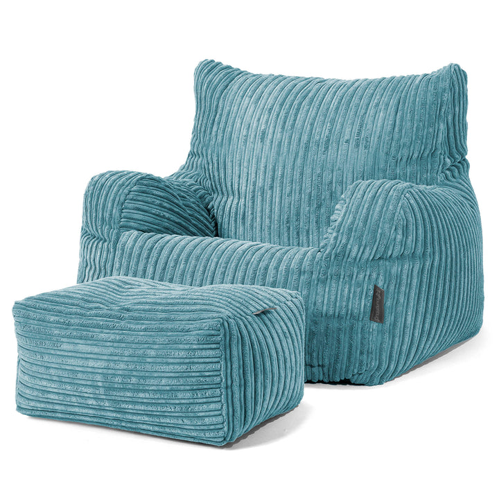 Pouf Fauteuil Design - Côtelé Mer Égéé 02