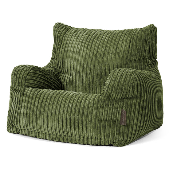 Joséphine Pouf Fauteuil Design - Côtelé Vert Forêt 01