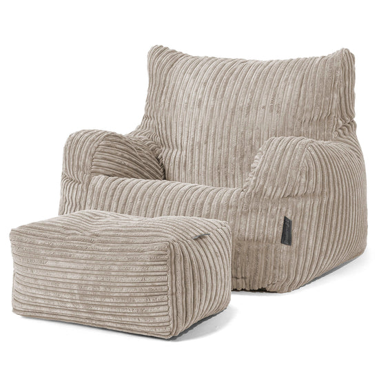 Pouf Fauteuil Design - Côtelé Vison 02