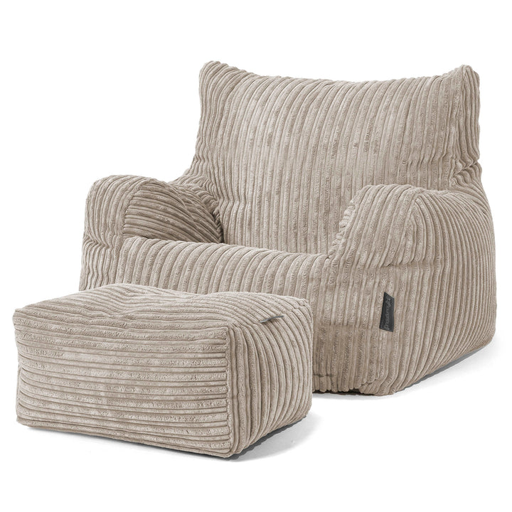 Pouf Fauteuil Design - Côtelé Vison 02