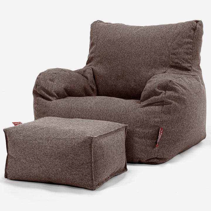 Pouf Fauteuil Design - Interalli Laine Marron 02
