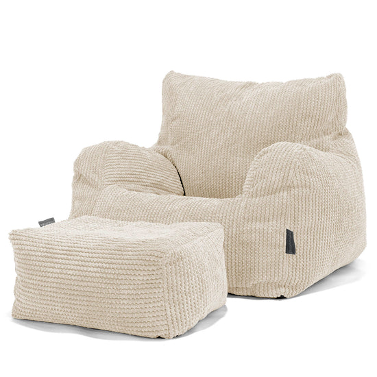 Pouf Fauteuil Design - Pompon Crème 02