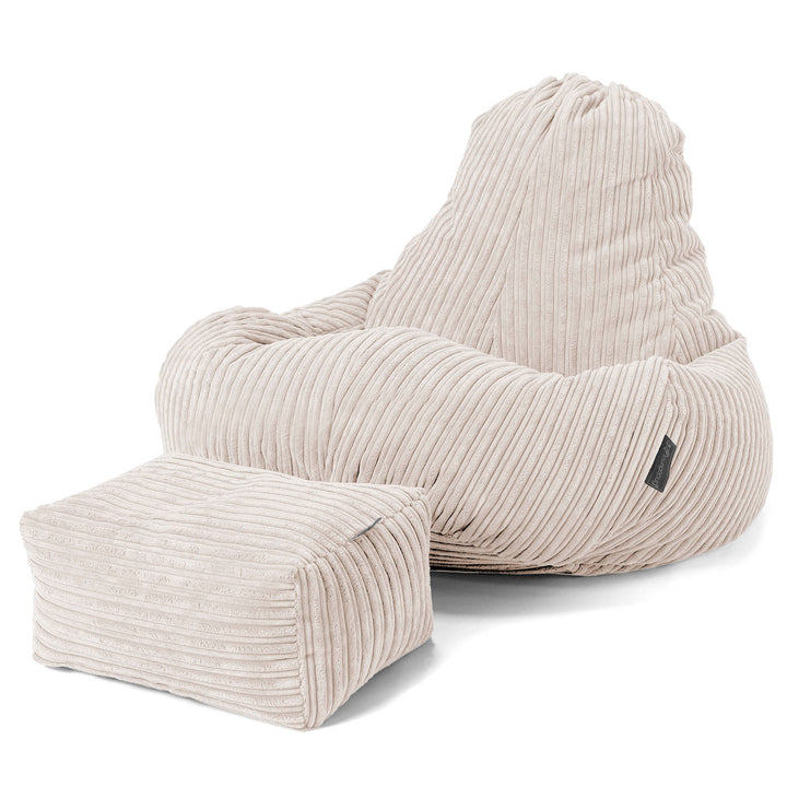 Pouf Gamer Ultra Lux - Côtelé Ivoire 02
