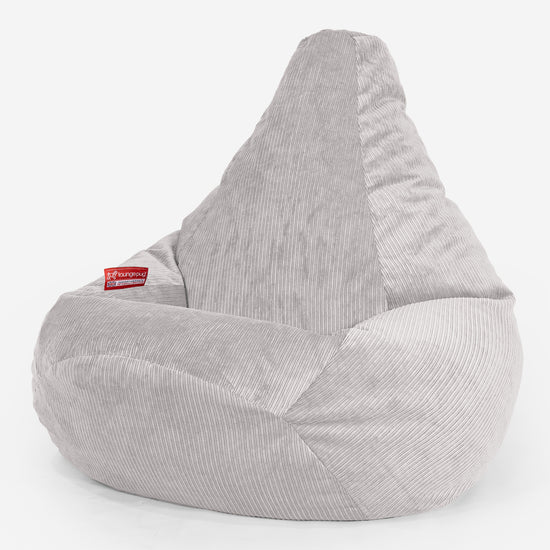 Pouf Poire Gamer - Côtelé à Fines Rayures Pierre 02