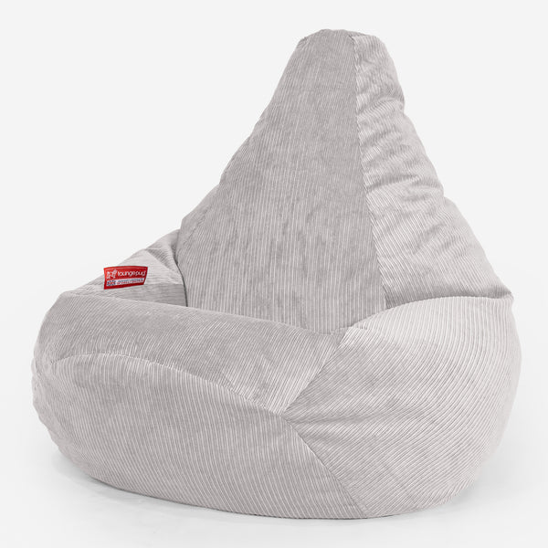Pouf Poire Gamer - Côtelé à Fines Rayures Pierre 01