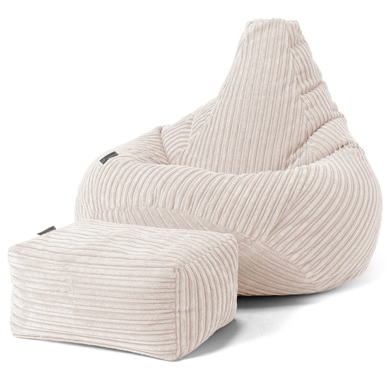 Pouf Poire Gamer - Côtelé Ivoire 01