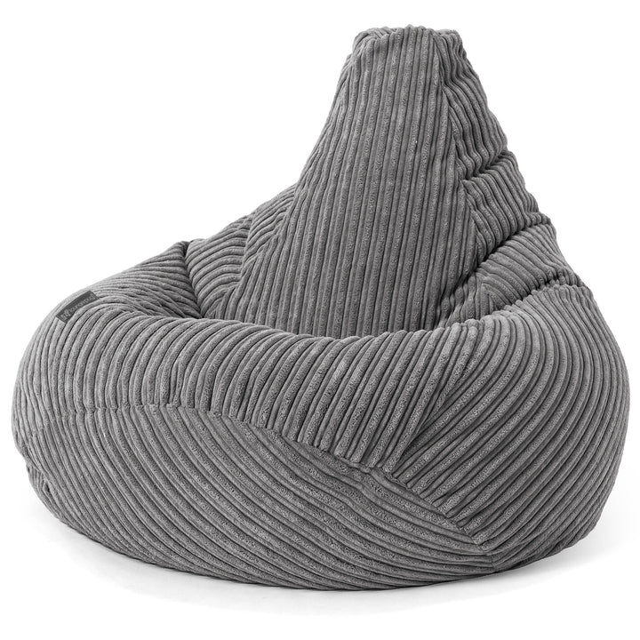 Pouf Poire Gamer - Côtelé Gris Acier 02