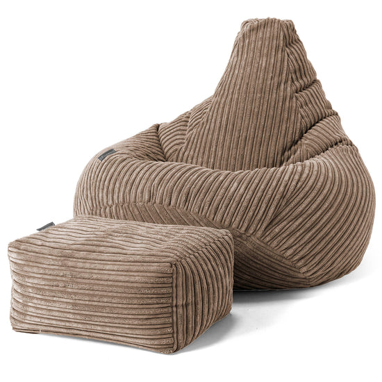 Pouf Poire Gamer - Côtelé Moka 01
