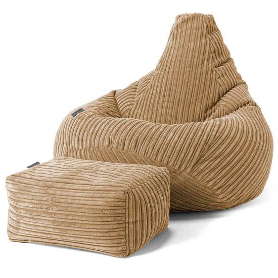 Pouf Poire Gamer - Côtelé Sable 01