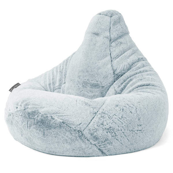Pouf Poire Gamer - Fausse Fourrure Lapin Bleu Pastel 01