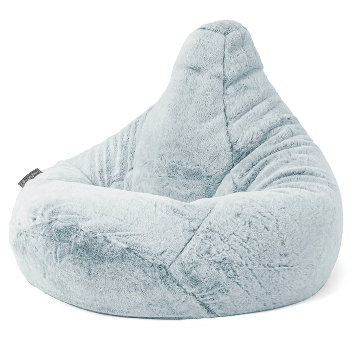 Pouf Poire Gamer - Fausse Fourrure Lapin Bleu Pastel 04