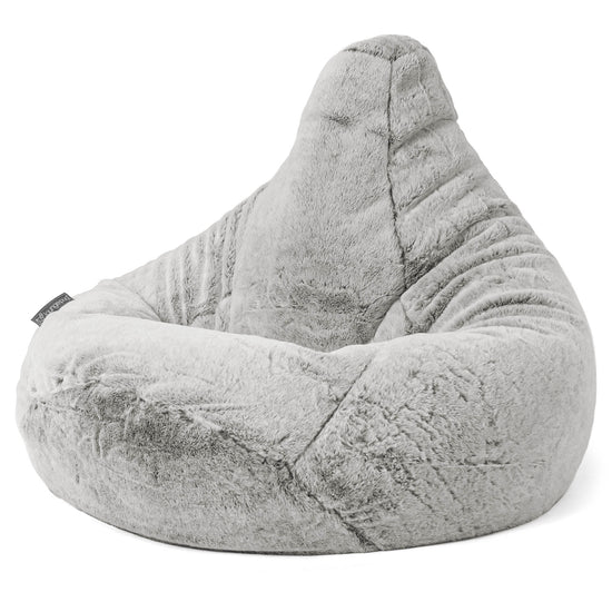 Pouf Poire Gamer - Fausse Fourrure Lapin Gris clair 04