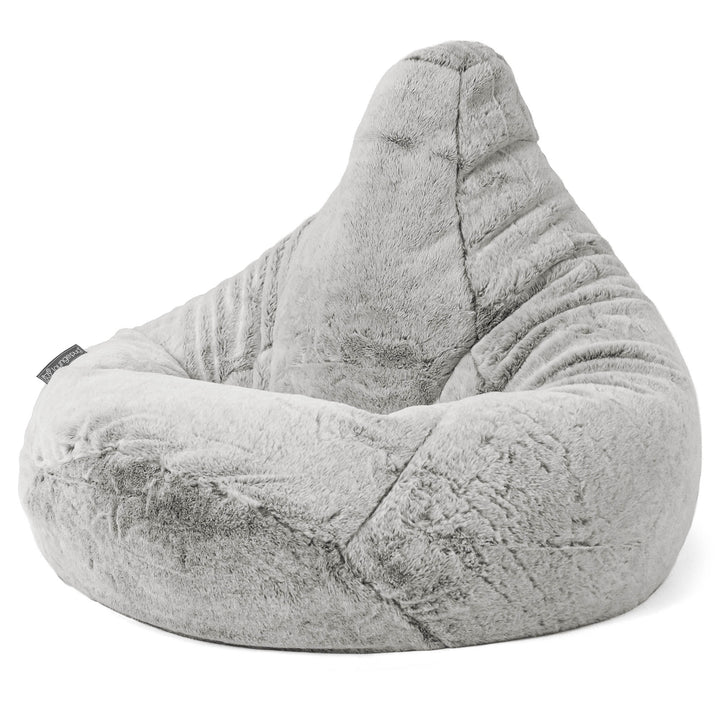 Pouf Poire Gamer - Fausse Fourrure Lapin Gris clair 04