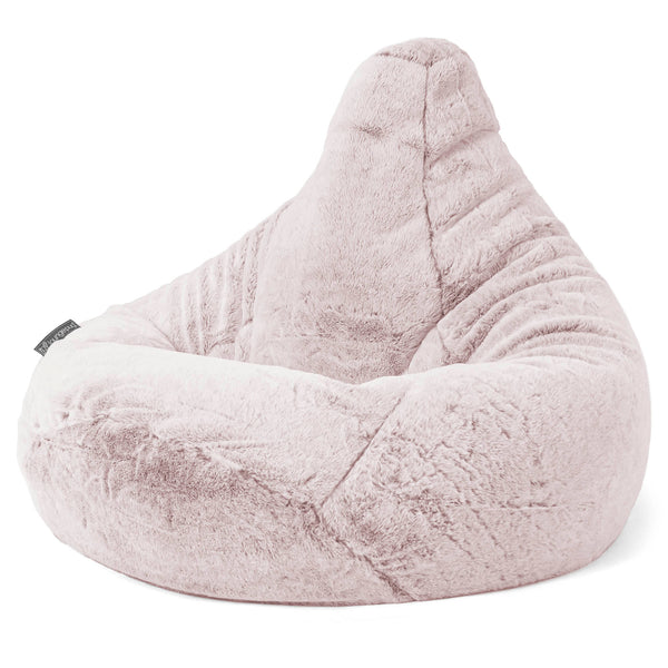 Pouf Poire Gamer - Fausse Fourrure Lapin Rose Pastel 01