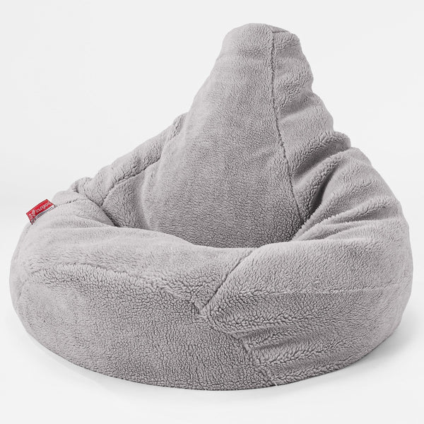 Pouf Poire Gamer - Fausse Fourrure Nounours Gris moyen 04