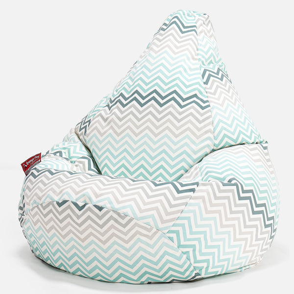 Pouf Poire Gamer - Imprimé Géométrique Chevron Mer Égée 01