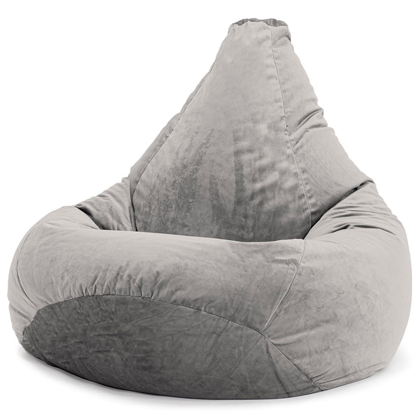 Pouf Poire Gamer - Velours Argent 01