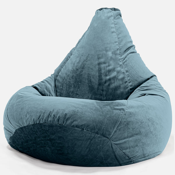 Pouf Poire Gamer - Velours Mer Égée 01