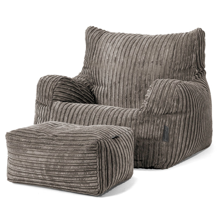 Pouf Fauteuil pour Ados 6-14 ans - Côtelé Anthracite 03