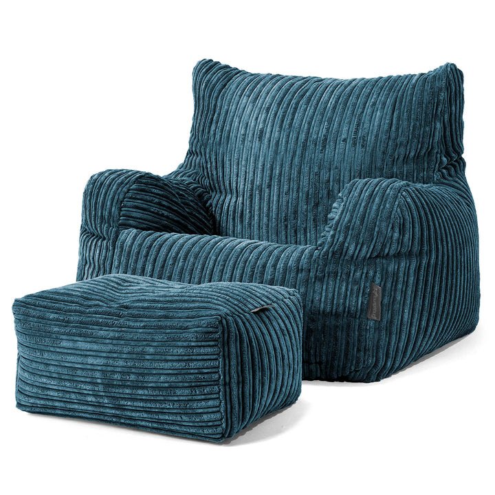 Pouf Fauteuil pour Ados 6-14 ans - Côtelé Bleu Marine 03