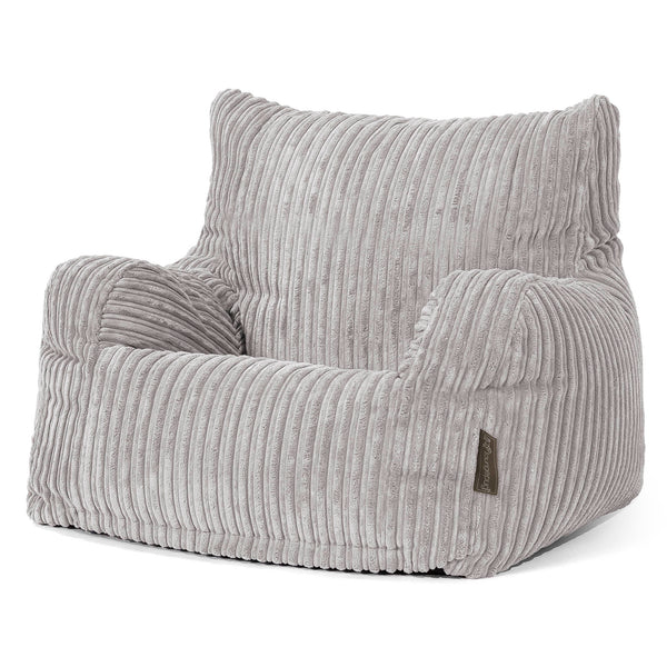Pouf Fauteuil pour Ados 6-14 ans - Côtelé Gris Argent 01