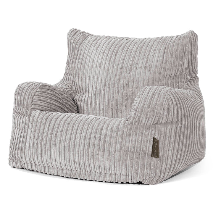 Pouf Fauteuil pour Ados 6-14 ans - Côtelé Gris Argent 02