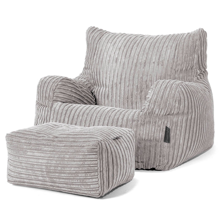 Pouf Fauteuil pour Ados 6-14 ans - Côtelé Gris Argent 03
