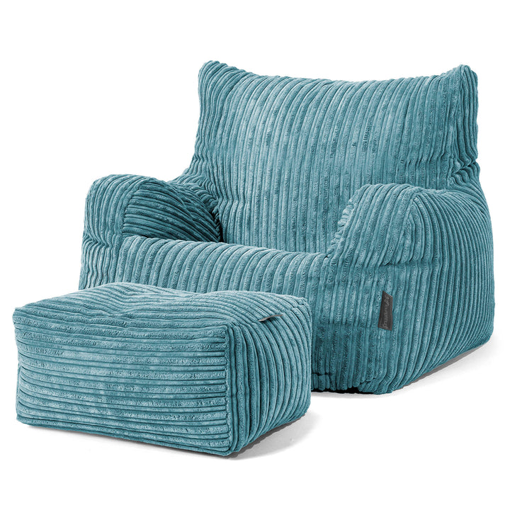 Pouf Fauteuil pour Ados 6-14 ans - Côtelé Mer Égée 03