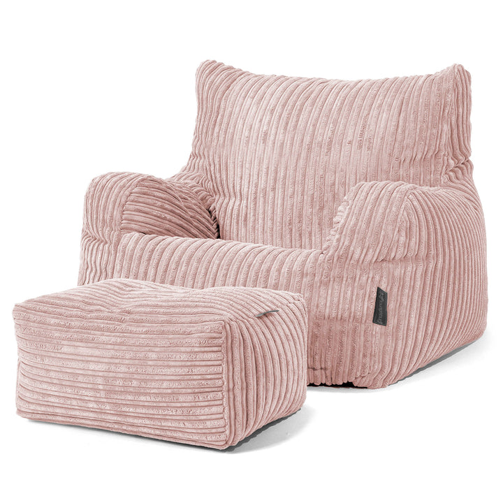 Pouf Fauteuil pour Ados 6-14 ans - Côtelé Rose 03