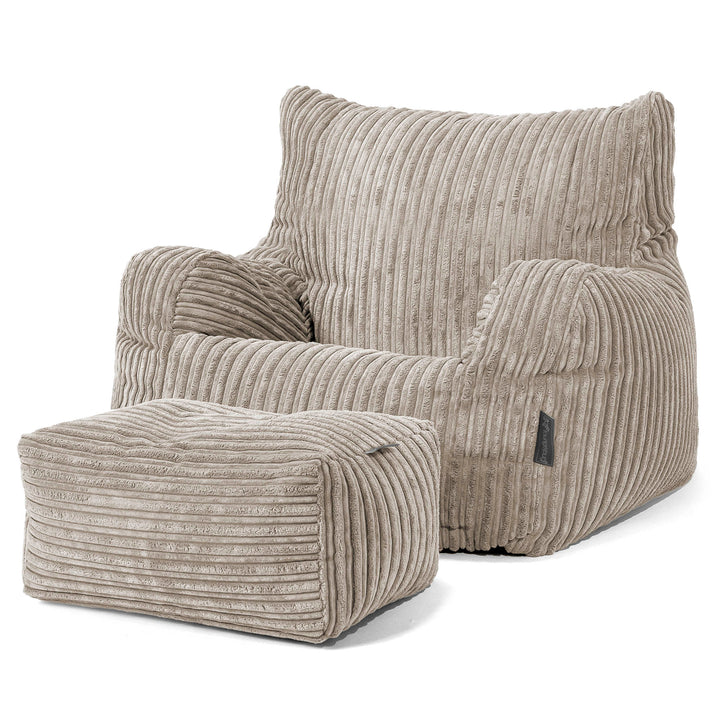 Pouf Fauteuil pour Ados 6-14 ans - Côtelé Vison 03
