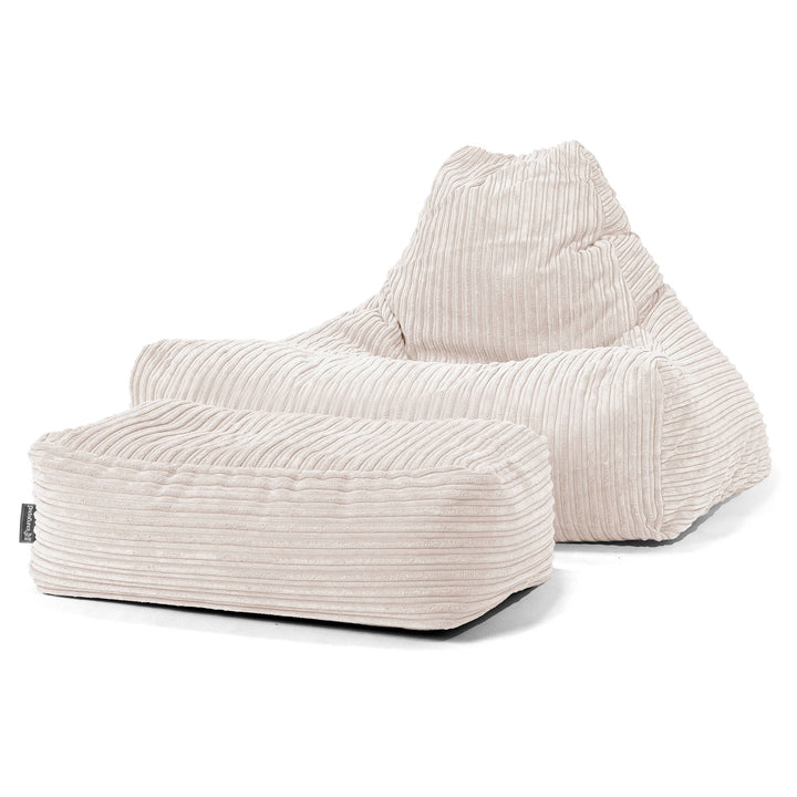 Pouf Fauteuil Relax - Côtelé Ivoire 02